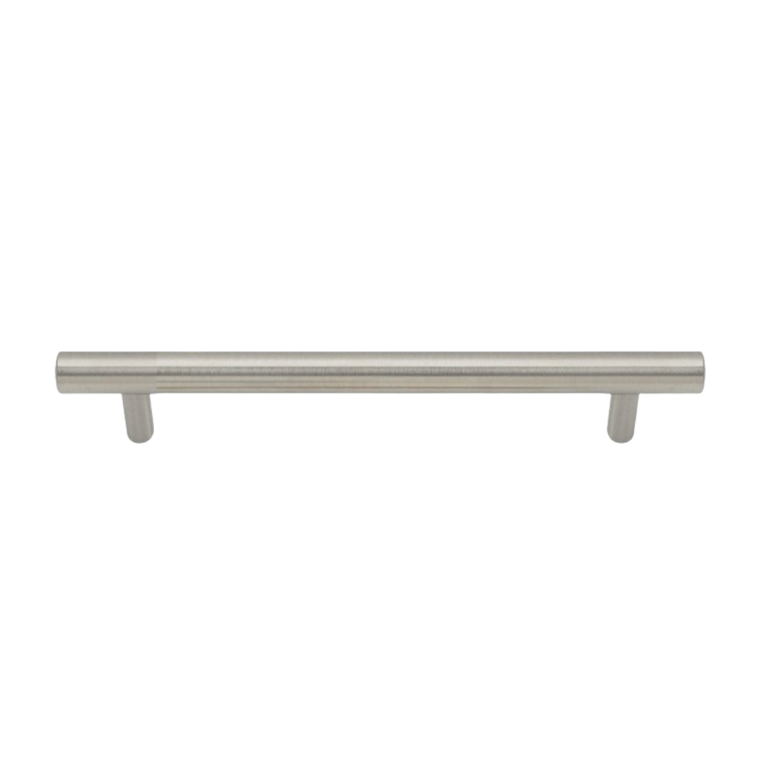 Brushed nickel barbell cabinet pull, 96mm center to center
