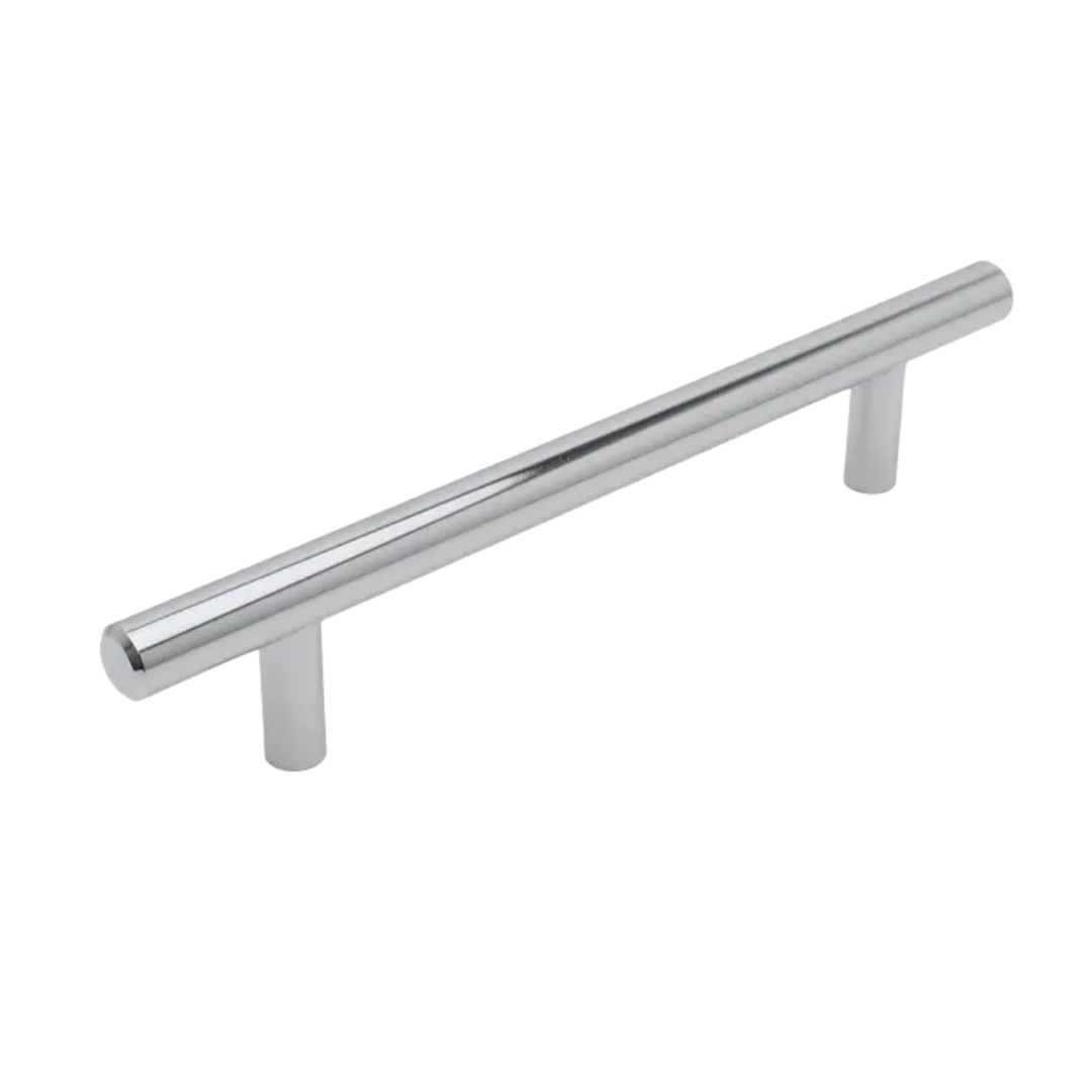 Chrome barbell cabinet pull, 96mm center to center