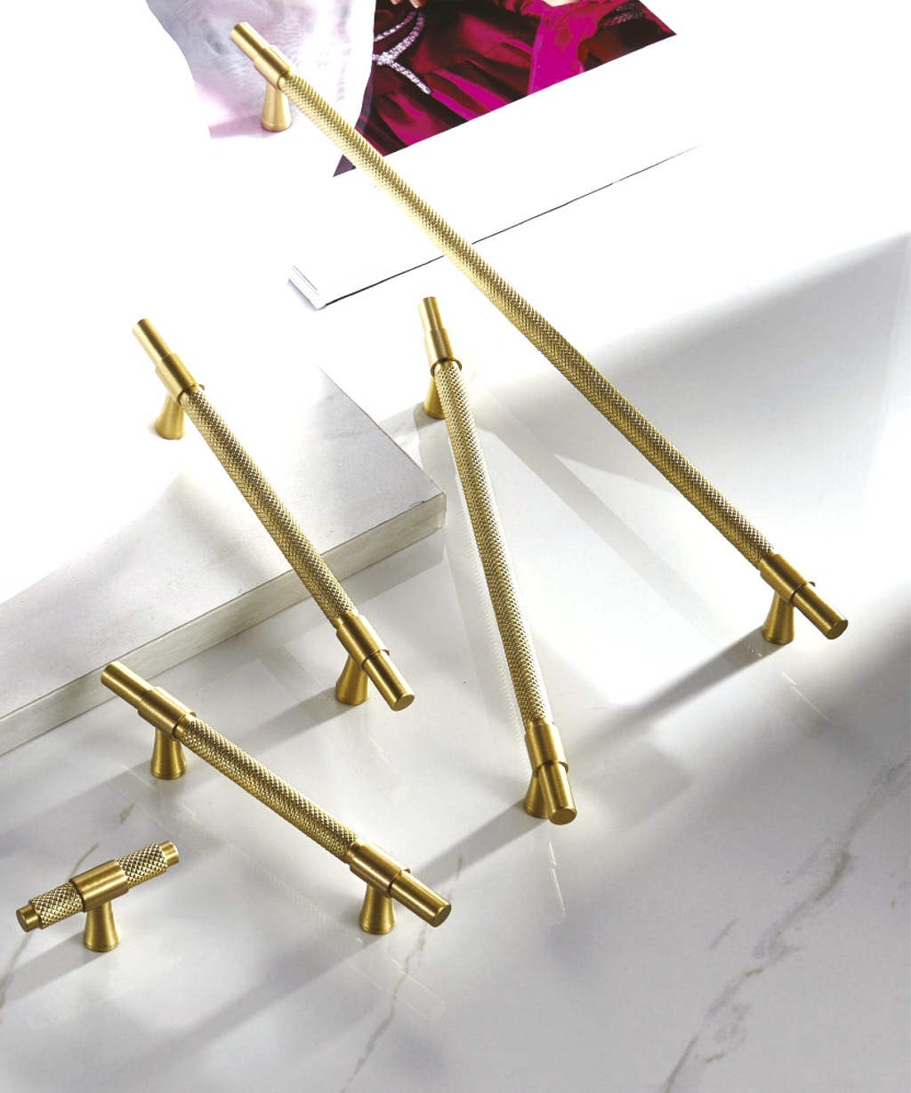 Riverdale Brass Textured Cabinet Handles — Pomelli Designs